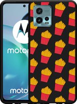 Motorola Moto G72 Hoesje Zwart Franse Frietjes - Designed by Cazy