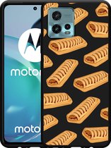 Motorola Moto G72 Hoesje Zwart Frikandelbroodjes - Designed by Cazy