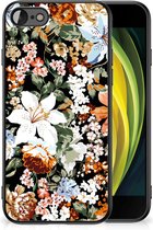 Bloemen Hoesje geschikt voor iPhone SE 2022 | SE 2020 | 7/8 Dark Flowers