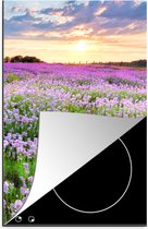 KitchenYeah® Inductie beschermer 30x52 cm - Bloemen - Lavendel - Paars - Lucht - Zonsondergang - Weide - Natuur - Kookplaataccessoires - Afdekplaat voor kookplaat - Inductiebeschermer - Inductiemat - Inductieplaat mat
