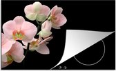 Inductie beschermer - Inductie afdekplaat - Bloemen - Orchidee - Zwart - Roze - Botanisch - Inductie beschermingsmat - 77x51 cm - Keuken decoratie - Inductie fornuis - Keuken accessoires