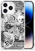 GSM Hoesje Geschikt voor iPhone 14 Pro Doorzichtige Silicone Hoesje met transparante rand Skulls Angel