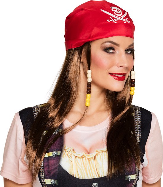 Perruque pirate et bandana rouge pour femme - Perruque habillée | bol.com