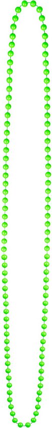 Een enkele, lange, felgroene parelketting.