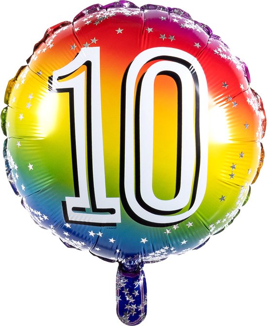 Boland - Folieballon cijfer(45 cm) 10 - Multi - Cijfer ballon