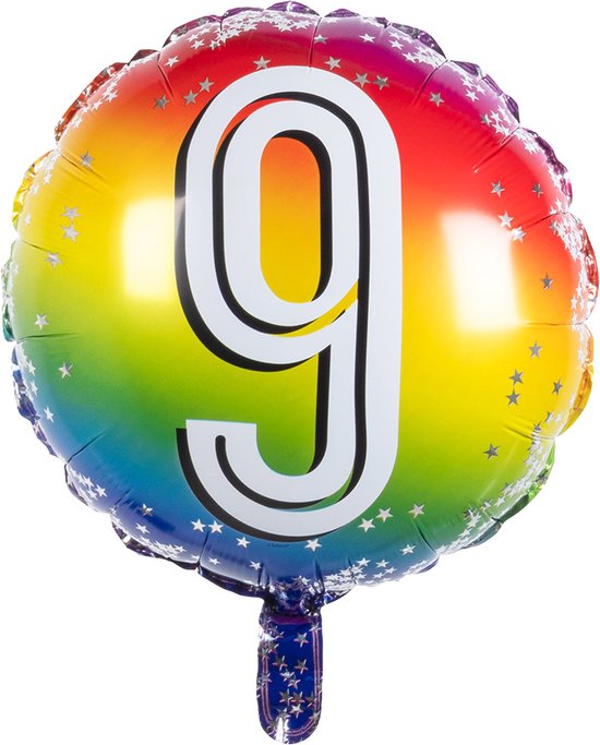 Boland - Folieballon cijfer(45 cm) 9 - Multi - Cijfer ballon