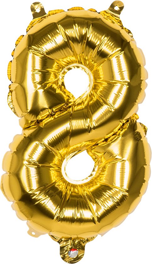 Boland - Folieballon cijfer (36 cm) 8 - Goud - Cijfer ballon