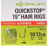 Korum Big Fish 10cm Quickstops Hair Rigs Barbed 8pc.