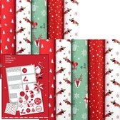 SANTAS HELPER - kerstpapier assortiment cadeaupapier inpakpapier voor kerstmis - 2 meter x 70 cm - 10 rollen - inclusief labels