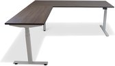 Roomforthenew Heathrow Hoek - Bureau - Bureautafel - Gaming bureau - Computertafel - Hoekbureau - Bruin eiken - Verstelbaar bureau - Gaming Desk - Bureau tafel - Hoekbureau verstelbaar - Zit sta bureau elektrisch – Aluminium onderstel