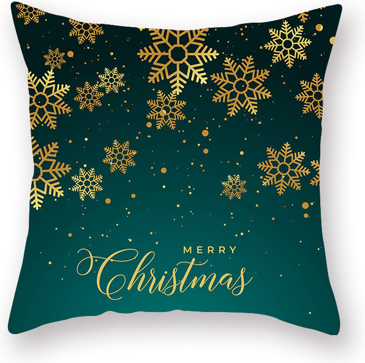 Without Lemon - Kerst Kussenhoes - Groen met gouden "Merry Christmas" - Kerst kussen - Kerstdagen - Feestdagen - Kerst - Decoratie - Woondecoratie - Kussenslopen - December - Cadeau