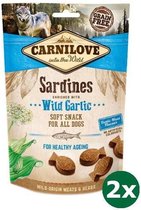 2x200 gr Carnilove soft snack sardines / wilde knoflook hondensnack