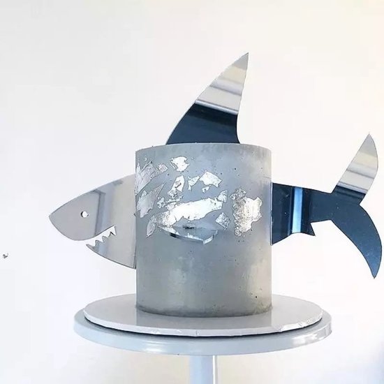 Shark Cake Taart Topper Decoratie Haai Zilver