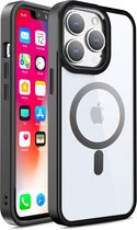 Mobiq - Clear Hybrid MagSafe hoesje iPhone 14 Pro - transparant/zwart