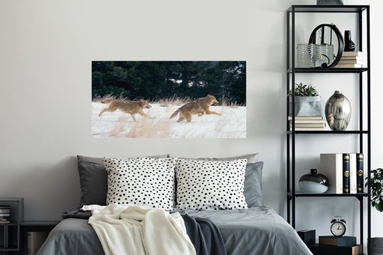 Stickers muraux - Loup - Arbre - Animaux - 120x60 cm - Film adhésif