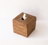 Rotan tissuebox bruin 17x17x17cm