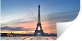 Muurstickers - Sticker Folie - De Eiffeltoren vanaf het plein van Palais de Chaillot met zonsondergang - 120x60 cm - Plakfolie - Muurstickers Kinderkamer - Zelfklevend Behang - Zelfklevend behangpapier - Stickerfolie