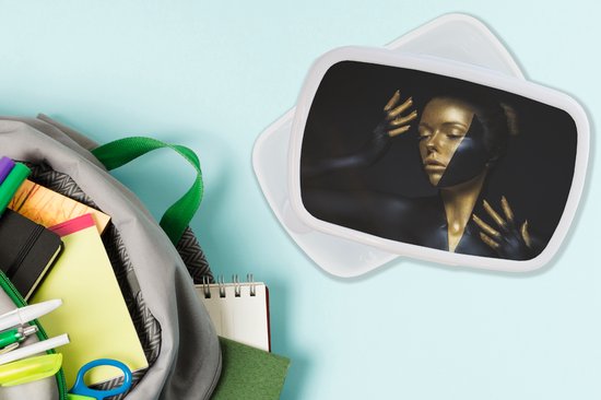 Boîte à pain Wit - Lunch box - Boîte à pain - Maquillage - Art - Femme - Luxe - Or - 18x12x6 cm - Adultes