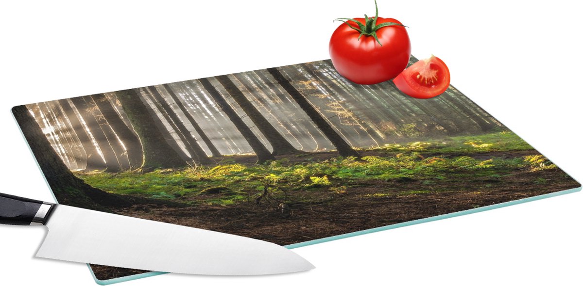 Glazen Snijplank - 39x28 - Zon - Takken - Bomen - Bos - Natuur - Snijplanken Glas