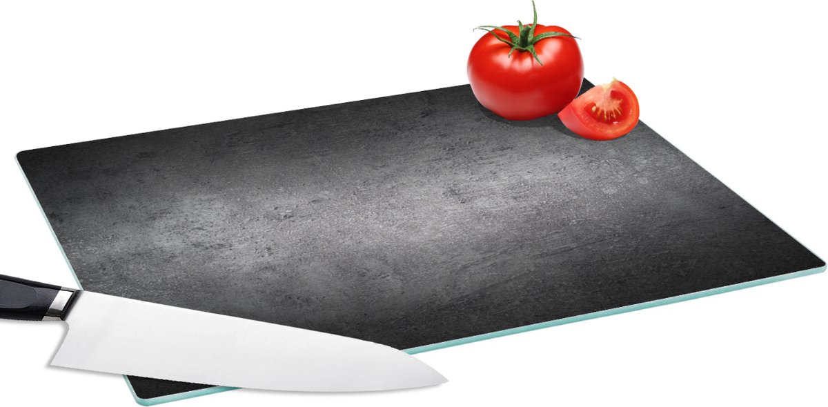 Glazen Snijplank - 39x28 - Beton - Grijs - Retro - Cement - Textuur - Snijplanken Glas