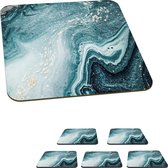 Onderzetters voor glazen - Edelstenen - Blauw - Natuur - Marmer - Abstract - 10x10 cm - Glasonderzetters - 6 stuks