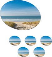 Onderzetters voor glazen - Rond - Strand - Zee - Duin - Zand - Zomer - 10x10 cm - Glasonderzetters - 6 stuks