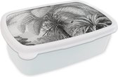 Lunch box Wit - Lunch box - Boîte à pain - Plantes - Zwart et blanc - Design - Illustration - Botanique - 18x12x6 cm - Adultes