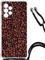 Stevige Bumper Hoesje Samsung Galaxy A53 Smartphone hoesje met doorzichtige rand Koffiebonen