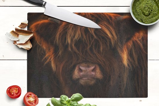 Planche à découper en Verres - 39x28 - Highlander écossais - Vache - Zwart - Portrait - Planches à découper en Glas