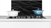 Spatscherm keuken 60x30 cm - Kookplaat achterwand Golven - Water - Zwart - Wit - Muurbeschermer - Spatwand fornuis - Hoogwaardig aluminium