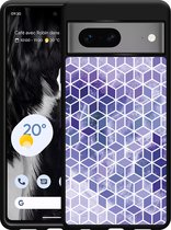 Google Pixel 7 Hardcase hoesje Paars Hexagon Marmer - Designed by Cazy