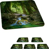 Onderzetters voor glazen - Jungle - Stenen - Water - Natuur - Planten - 10x10 cm - Glasonderzetters - 6 stuks