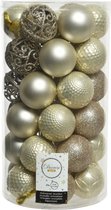 Creme mix kerstversiering kerstballenset kunststof 6 cm - 36 stuks - kerstbal