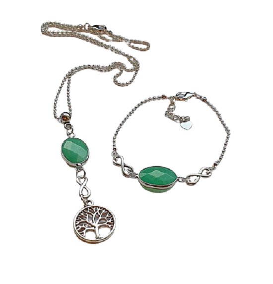 Luxe sieraden set levensboom Jade - ketting met levensboom - armband met  edelsteen -... | bol.com
