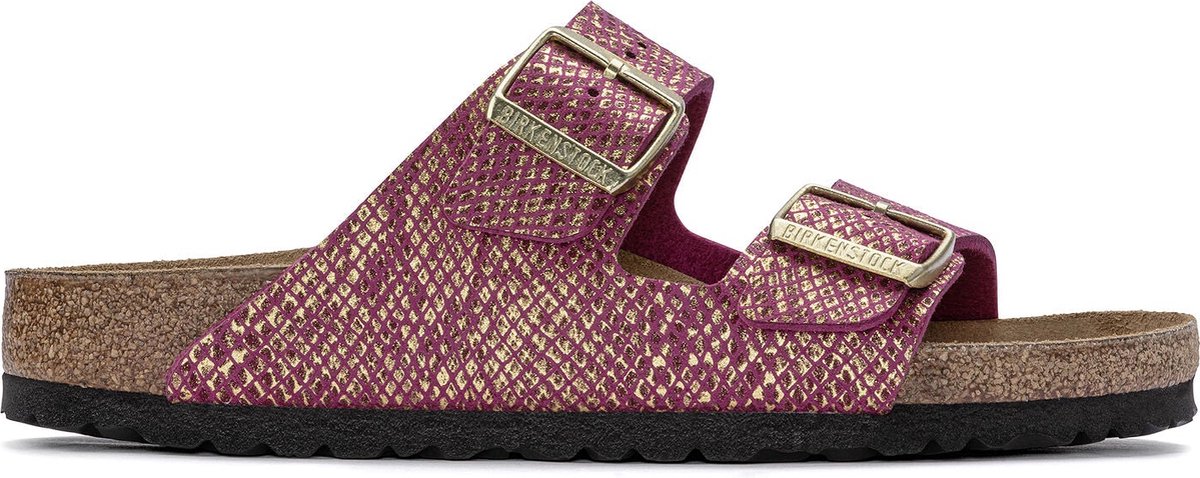 Birkenstock Arizona Dames Slippers Shiny Python Dark Fuchsia Narrow-fit Microvezel 1023545 Paars