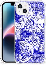Shockproof Case Geschikt voor Apple iPhone 14 Plus Smartphone hoesje met doorzichtige rand Angel Skull Blue