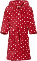 Playshoes - Fleece badjas met capuchon - Stippen rood - maat 110-116cm