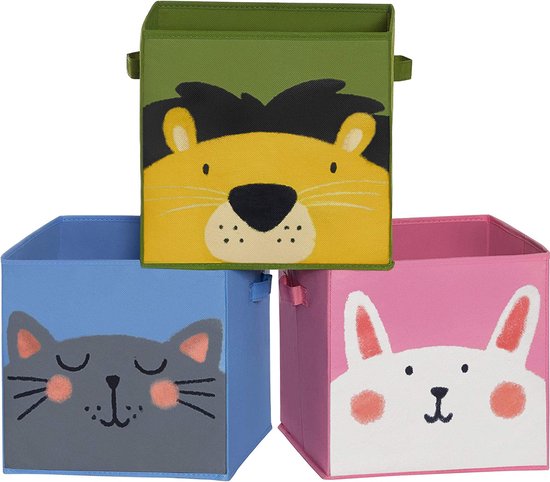 ENUMAIL Set van 3 opvouwbare opbergdozen met stoffen deksel voor het organiseren van huis, kantoor en kast, grijs, 33 x 23 x 18 cm