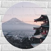 WallClassics - Muursticker Cirkel - Chureito Pagoda - Japan - 50x50 cm Foto op Muursticker