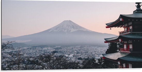 WallClassics - Dibond - Chureito Pagoda - Japan - 100x50 cm Foto op Aluminium (Met Ophangsysteem)