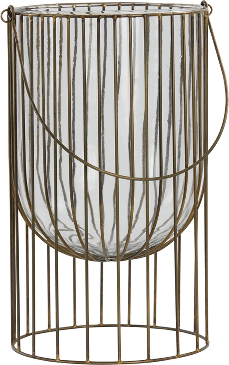 Light&living Windlicht Ø24x36 cm SIBANI antiek brons-glas helder
