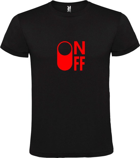 Zwart T-Shirt met “ On/Off Button ON “ afbeelding Rood Size XS