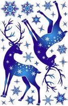 Kerst - Raamsticker - Rendieren/Sneeuwvlok/Sterren - Herbruikbaar - 1 Stuks