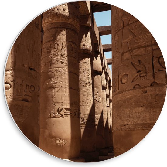 WallClassics - Cercle Mural en Plaque de Mousse PVC - Salle Hypostyle à Karnak - Egypte - Photo 30x30 cm sur Cercle Mural (avec système d'accrochage)
