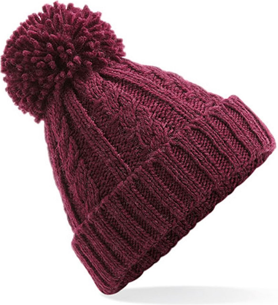 Beechfield 'Cable Knit Melange Beanie' Burgundy/Rood