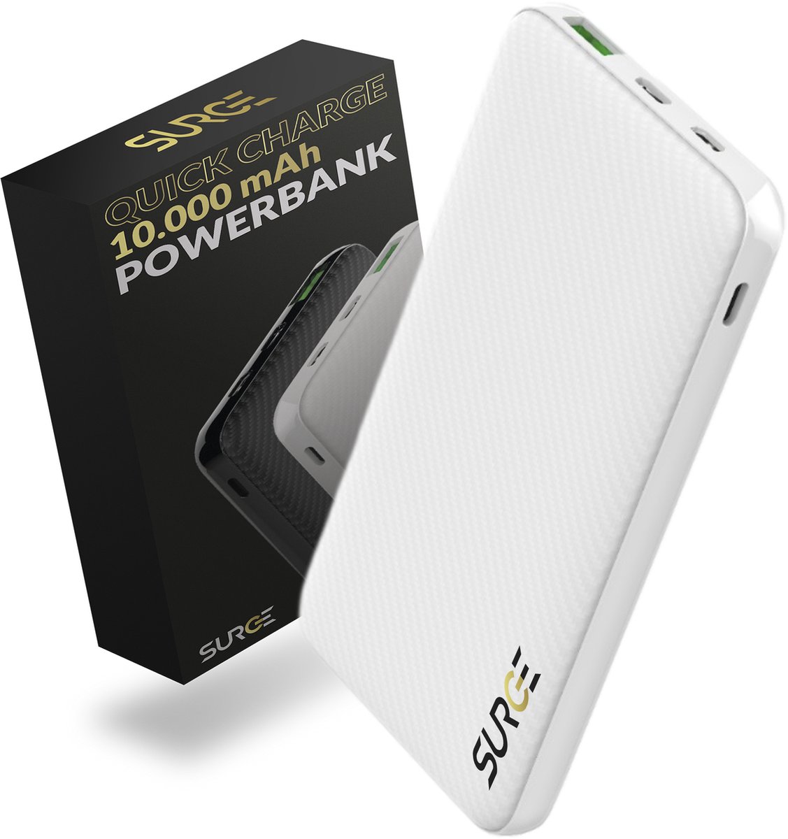Surge Lightning Fast Powerbank 10.000mAh - Met 22.5W Quick Charge 4.0 voor iPhone, Samsung en Andere Smartphones – USB, USB-C & Lightning Input - Snellader