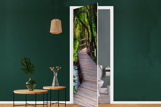 Sticker de porte Forêt - Nature - Pont - 95 x 235 cm - Affiche de porte