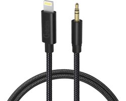 Chilletjes Aux Kabel - Auto iPhone - Iphone Aux-kabel auto - iPhone Lightning 3.5 mm - Jack audio aansluiting - Nylon (Zwart)