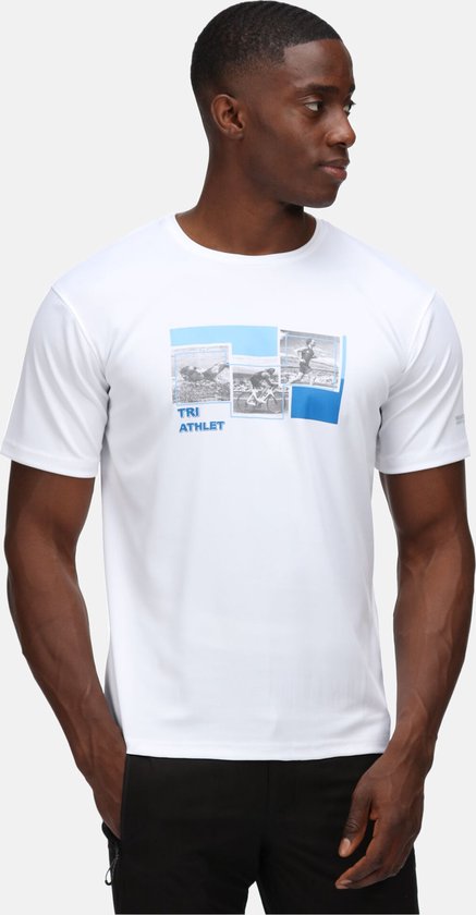 Het Regatta Fingal Slogan T-shirt met korte mouwen - heren - met opdruk - sneldrogend - Wit