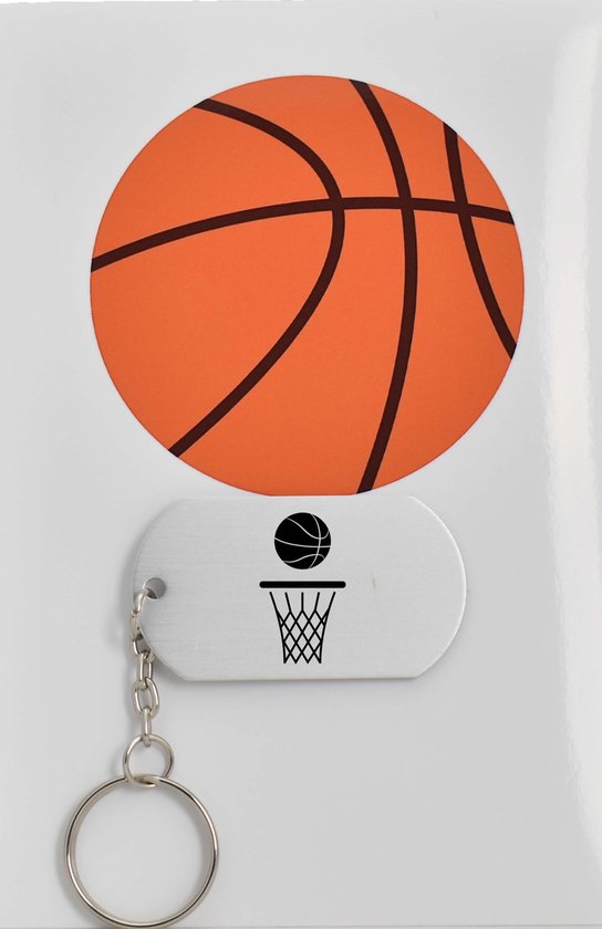basketbal sleutelhanger inclusief kaart - sport cadeau - sporten - Leuk kado voor je sporter om te geven - 2.9 x 5.4CM